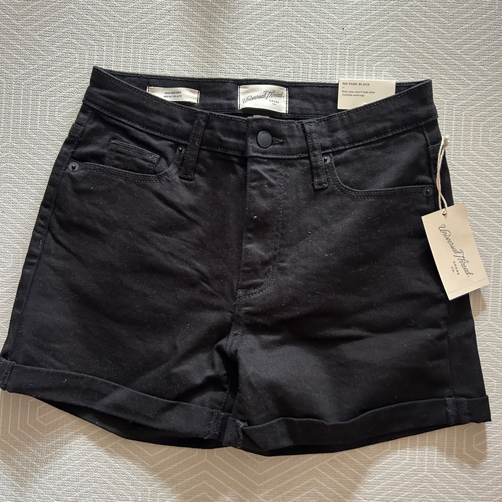 NWT Black midi denim Shorts